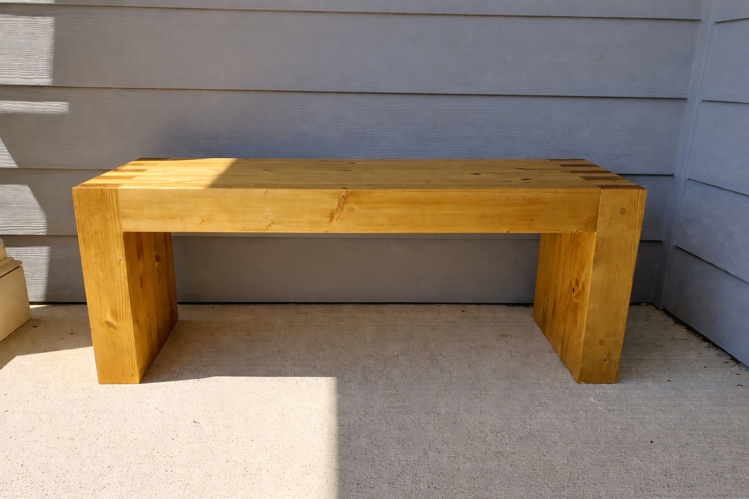 Solid wood bench