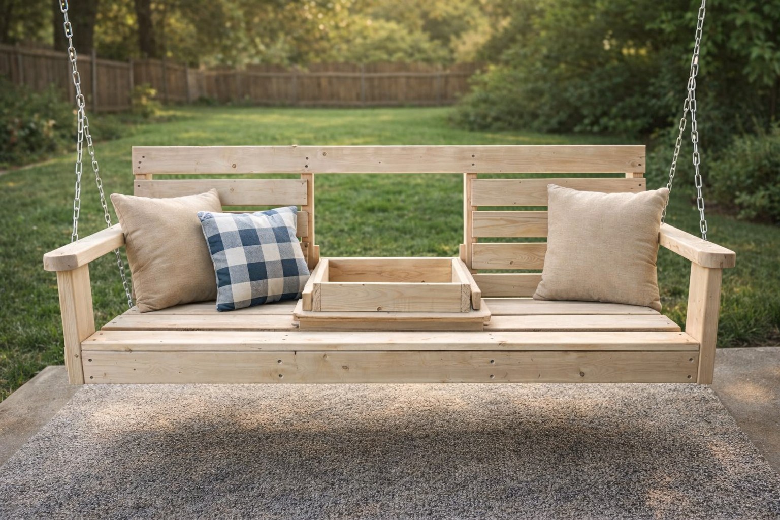 Handcrafted porch swing by Lonestar Buckeye Woodworks