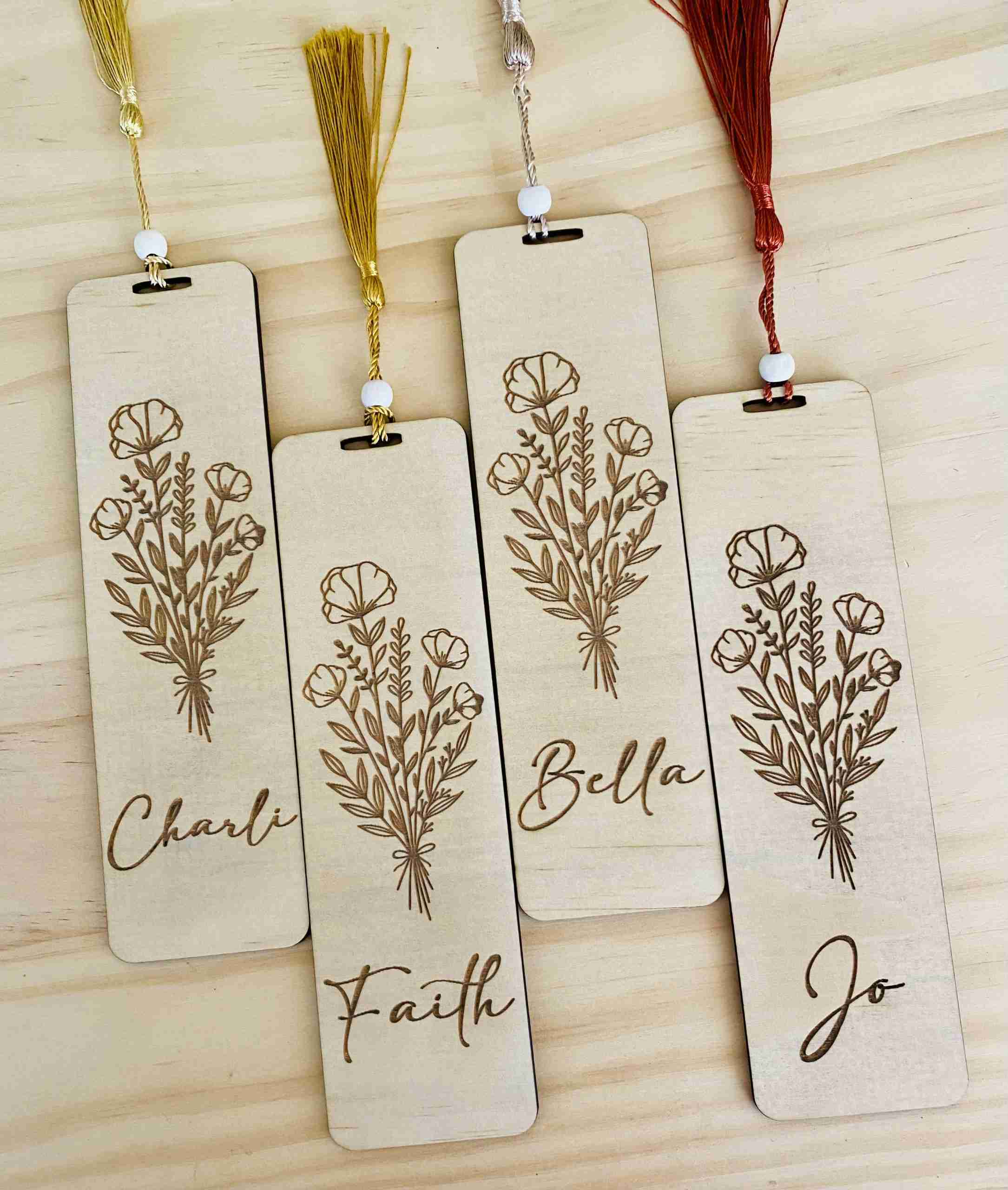 Custom engraved wooden bookmarks