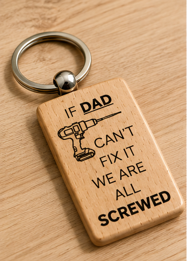 Laser engraved wood keychain
