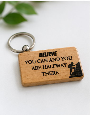 Motivational engraved keychain