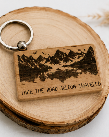 Scenic engraved keychain