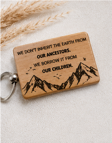 Laser engraved wood keychain