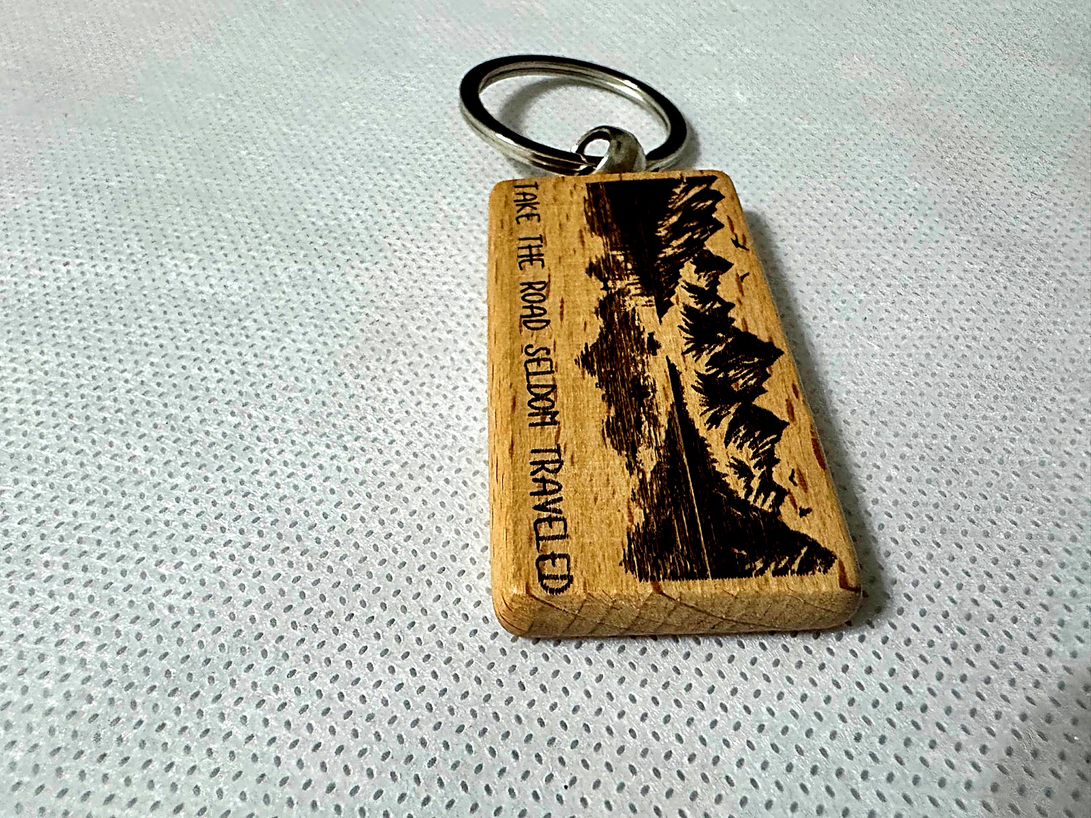 Scenic engraved keychain
