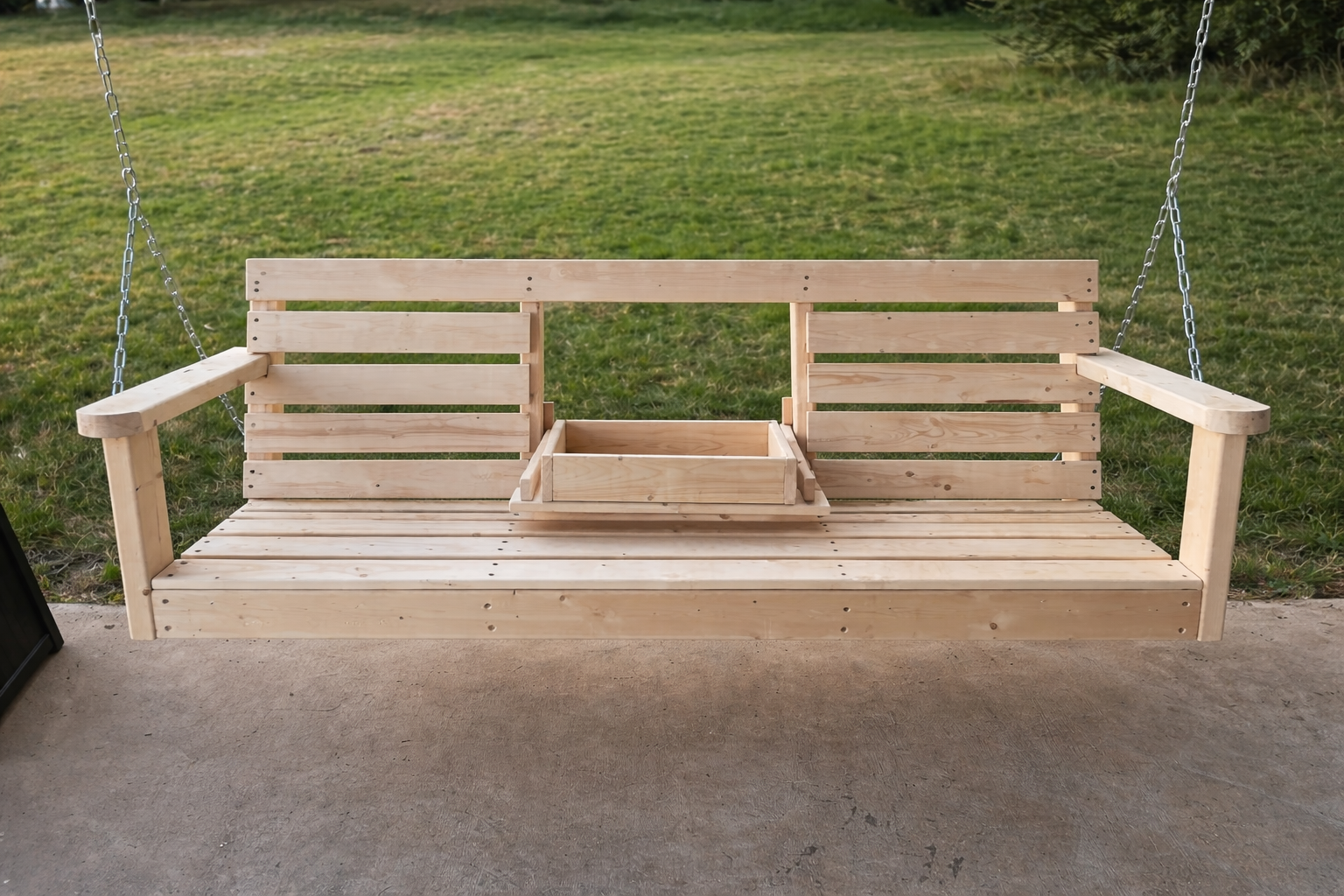 Porch swing with console